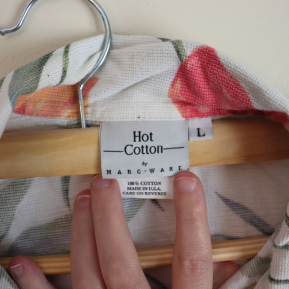 SOLD Hot Cotton 100% Cotton Tropical Floral Shirt Size L - Picture 2 of 5